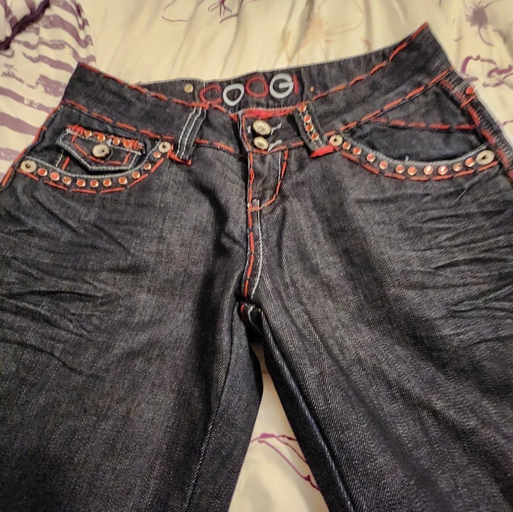 Stylish Women's Jeans with Red Accents